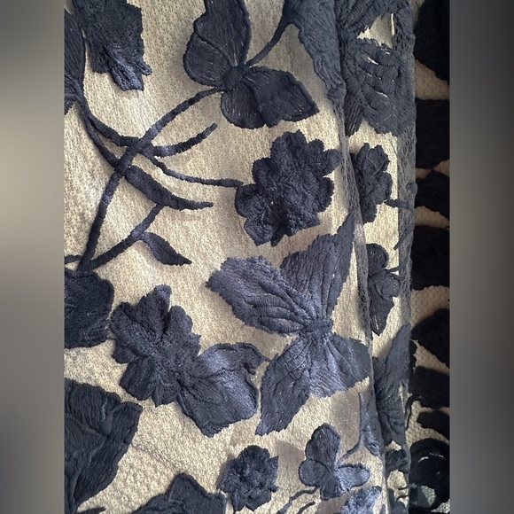 Lulus Alluring‎ Dream Navy Blue Floral Mesh Lace Trumpet Midi Dress New! Size L - Picture 4 of 8